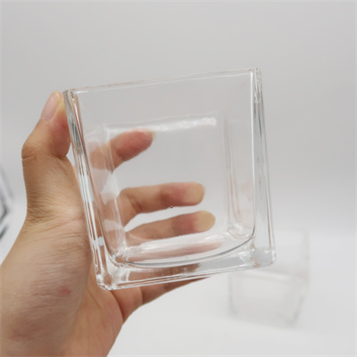 Square luxury glass candle jar container